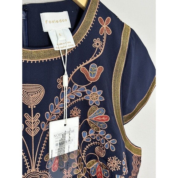 Foxiedox sz Large Navy Blue Short Sleeved Hadiya Mini Dress NEW women’s - Picture 5 of 10